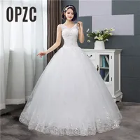 Party Dresses Korean Style V Neck Lace Tank Sleeveless Floral Print Ball Gown Wedding Dress Fashion Simple estidos de noivas CC 230322