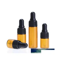 Packing Bottles Black Dropper Cap Amber Glass Round 1Ml 2Ml L 5Ml Sample Essential Oil Pipette Container For Travel257W Drop Deliver Dhzvo