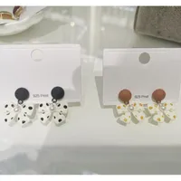Stud Earrings 925 Silver Needle Simple Bow Black Orange Trendy Temperament Ladies' Exquisite Sweet Jewelry Dangler