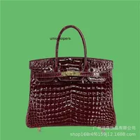 Birkin Bags 30 High Gloss Nile Crocodile Skin Women's Bag Fashion Trend Handbag Arch Bead Technology MZEA Large ayw