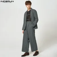 Men's Tracksuits 2023 Fashion Men Striped Sets Streetwear Elegant Lapel Long Sleeve Blazer & Straight Pants 2PCS Casual Suits S-5XL