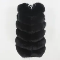 Women's Fur & Faux OFTBUY 2023 Black Real Vest Winter Jacket Women Coat Natural Big Fluffy Outerwear Streetwear Thick Warm Waistwear