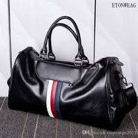 Factory whole men handbag large capacity travel bags fashion striped leather business handbags outdoor leisure travels fitness233u