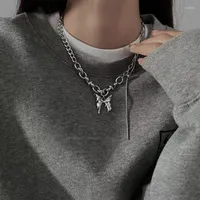 Pendant Necklaces KPOP Punk Butterfly Grunge Metal Chain Necklace For Women Hip Hop Cool Guy Y2k Jewelry