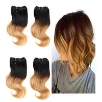 Brazilian Ombre Color Body Wave 2pcs lot 8 inch 50g pc Human Hair Extension Cheap Ombre 100% Human Hair Weave 7 colors Available245u