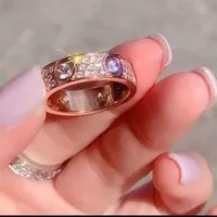 full diamond titanium steel silver love ring men and women rose gold rings for lovers couple jewelry gift232r