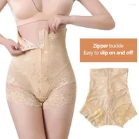 Active Shorts Lace High Waist Zipper Buckle Abdominal Compression Pants Postpartum Shaping Slim Hip Lifting Panties