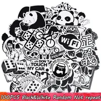 100 PCS Cool Waterproof Black And White Punk Anime Sticker for Adults to DIY Water Bottle Phone Case Laptop Scrapbook Guitar Bike 322y