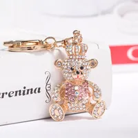 Keychains Crown Bear Key Chain Crystal Charm Keychain For Women Bag Car Keyring Holder Trinket Jewelry Gift Souvenirs Llavero CH3588