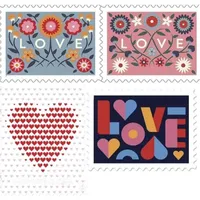 Adhesive Stickers Rate 2023 Love Theme Sheet Of 20 1St Class Postal Mailing Wedding Engagement Celebration Invitation Party Drop Deli Otrrw