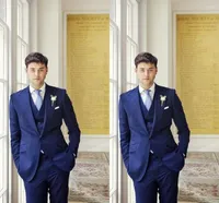 Men's Suits 2023 Custom Made Royal Bule Notch Lapel Mens Slim Fit Groom Tuxedos Man Wedding Groomsmen 3 Pieces