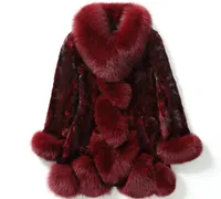 Women039s Fur Faux Winter Imitation Mink Coat Women MidLength Collar Thick Warm Plus Size9577507