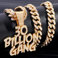 Pendant Necklaces Iced Out Cubic Crystal 30 BILLION GANG Necklace For Women Men 13mm Miami Cuban Link Chain Choker Fashion Hip Hop Jewelry