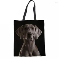 Evening Bags Women Handbags Shoulder Bag 3D Dog Weimaraner Print Reusable Folding Shopping For Ladies Girls Canvas Beach Tote