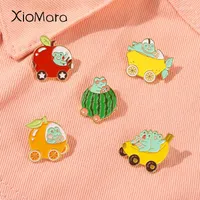 Brooches Cute Frog Animals Enamel Pins Apple Banana Watermelon Fruit Car Funny Badges On Backpack Denim Clothes Lapel Gift