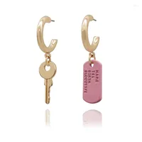 Dangle Earrings Vintage Pink Information Card Symmetrical Drop For Women Fashion Acrylic Lock Hoop Earring Jewelry Gift Party