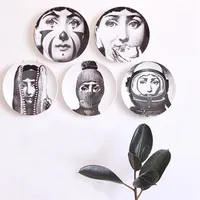 Retro Home Wall Decoration Hanging Round Ceramics Printed Portrait Plates Durable Coffee Shop Home Wall Decor 8 Inch Plates DH0728260f