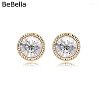 Stud Earrings BeBella 0.8cm Round Crystal Rhinestone For Women Girls Girlfriend Christmas Fashion Jewelry Gift