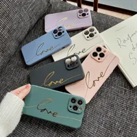 Phone Case For iPhone 14 Pro 13 12 11 Pro X XR XS Max 7 8 Plus Fashion Plating Love Letters Shockproof Soft Silicone Case Cover