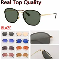 Womens mens sunglasses blaze hexagonal fashion sunglass for women men sun glasses UV400 lenses with leather case and all retailin294A