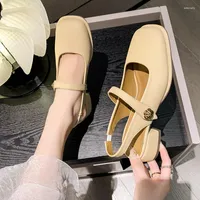 Dress Shoes Summer Mary Jane Fashion Sandals Women 2023 Mid Heels Chunky Designer Slingback Pumps Party Sexy Femme Zapatos