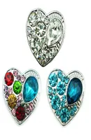 JINGLANG Fashion 18mm Snap Buttons three Color Rhinestone Heart Metal Clasps DIY Noosa Bracelets Accessories Jewelry2242077