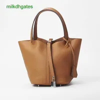 Hermm Picotn Designer Bags Vegetable Basket Cowhide Mini Leisure Handbag Leather Women's Classic Simple Bucket