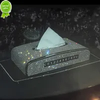 New Diamond Tissue Box Holder with Number Parking Card for Car Crystals Paper Towel Cover Case Car Bling Interior Accessories