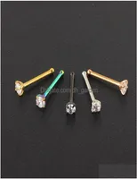 Nose Rings Studs Nostril Piercings Cz Crystal Piercing Stud Stainless Steel Star Nariz Jewelry Wholes Mix Color Drop Delivery 2093009