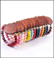 Beaded Strands Wood Beaded Bracelets For Women Wristlet Bracelet Pendant Keychain With Jewelry Accessories 13 C Keychainshop Dhcjs8613124