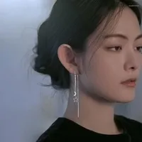 Dangle Earrings Teamer Star Moon Long Drop For Women Fine Stainless Steel Statement Ear Hook Trendy Korean Jewelry Gifts