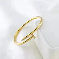 With Box Designer Nail Bangle Bracelet For Women and Men Fashion Jewelry Gold Silver Color High Quality Stainless Steel Bracelet N219p