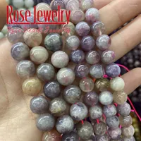 Beads A Natural Pink Tourmaline Stone Round Smooth Loose Spacer For Jewelry Making Bracelets Wholesale 15" 4 6 8 10 12mm
