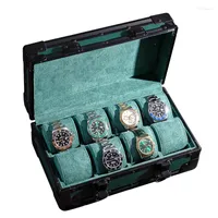 Watch Boxes Luxury Box Organizer For Men Aluminum Alloy Rectangular Case Storage Metal Wrist Timepiece Travel Gift Ideas