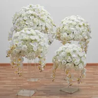 decorazione tavolo da sposa tavolo da fiore bacio di fiori bianca grande sfera di fiori orchidee bianca iMake712