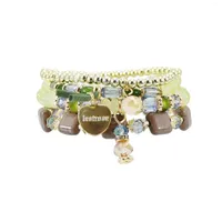 Charm Bracelets Fashion Bracelet For Women Four Piece Natural Stone Beaded Heart-shaped Alloy Women's