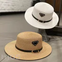 Luxurious straw hat woman beach hats designer vintage solid color unisex casquette demure casual bucket hat with removable exquisite belt elegant PJ066 B23