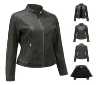 Leather Jacket Vintage for Women Punk Motorcycle Coat Faux PU Jacket Plus Size Outerwear Zipper Slim Lady Coats7491088