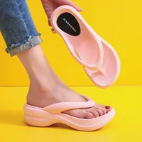 Slippers JMPRS Thick Sole Wedges Flip Flops for Women Summer Clip Toe Platform Sandals Woman Non Slip Beach Slippers Outdoor Slides 230324