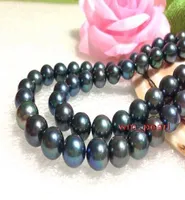 Fine Pearls Jewelry LONG 18quot1112mm Natural real round TAHITIAN BLACK pearl necklace 14K white GOLD9064098