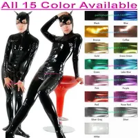 Sexy Women Men Catwoman Tights Bodysuit Costumes 15 Color Shiny Lycra Metallic Cat Catsuit Costume Unisex Full Outfit Halloween Pa306I