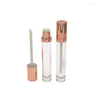 Storage Bottles 30 50pcs Lip Gloss Packaging Tubes Rose Gold Lid Wholesale Clear Empty 5.5ml Round Liquid Lipstick Container Lipgloss Wand