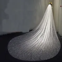 Wedding Hair Jewelry Sparkly Bling Bridal Veils Long Cathedral Length Sequined Beads Bride Veil With Free Comb 230323