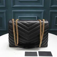 Bag Fat Quality Lambskin Designer Women Square Quilted LOULOU Chain Crossbody Real Large-capacity High Leather Bag Messenger Handb303A