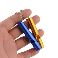 Whole-2016 Aluminum Alloy Whistle Keyring Mini For Outdoor Survival Safety Sport Camping Hunting 273t