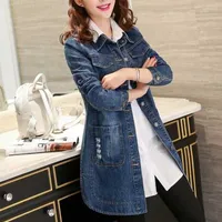 Women's Jackets Spring Winter Women Fashion Denim Jacket Turn Down Collar Korean Style Casual Loose Tops Female Clothing Jeans Overalls 5XL