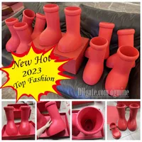 2023 big red boots Mens Womens Designer MSCHF Thick Bottom Rubber flat Platform Rain Bootie oversized boot big size Rainboots booties fashion AstroBoy 35-45 hot