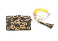 Keychains Silicone Bead Bracelet Card Holder Leopard Print PU Tassel Ladies Wallet Leather Keyring luxury recto geometric travel c1801367