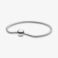 New Moments 925 Sterling Silver Classic Sleek Snake Chain Bracelet Fit Authentic European Dangle Charm For Women Fashion DIY Jewel227H