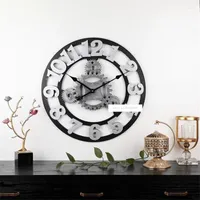 Wall Clocks 58cm Gear Vintage Clock Living Room Restaurant Creative Wooden Decorate 3D Mute Single Face Wag-On-The-Wall